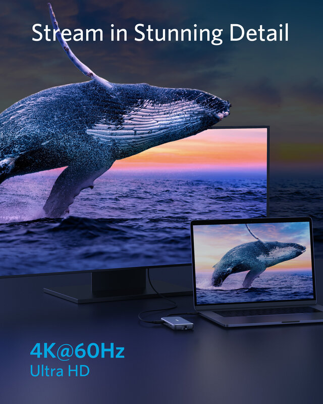 Hub USB C PowerExpand para Macbook Air, Porta HDMI, 8 em 1, Entrega de Energia 100W, 4K 60Hz, 10Gbps, Novo