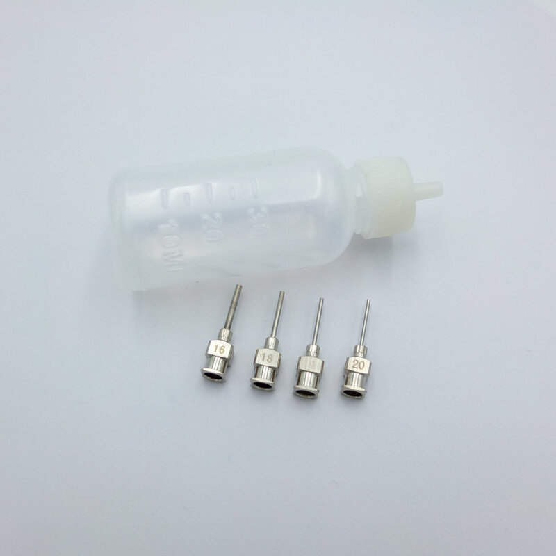 1オンスプラスチックヘナアプリケーターボトルとステンレス鋼チップセット、ファインチップ接着剤アプリケーターボトル