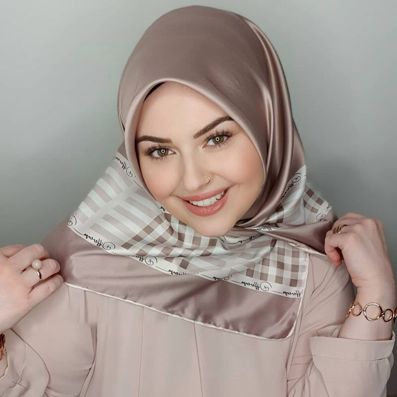 Islamische Seide Quadrat Hijab Abaya Schal Frauen Luxus Hijabs für Frau Abayas Trikot muslimischen Kleid Turbane Turban Satin Kopf wickel