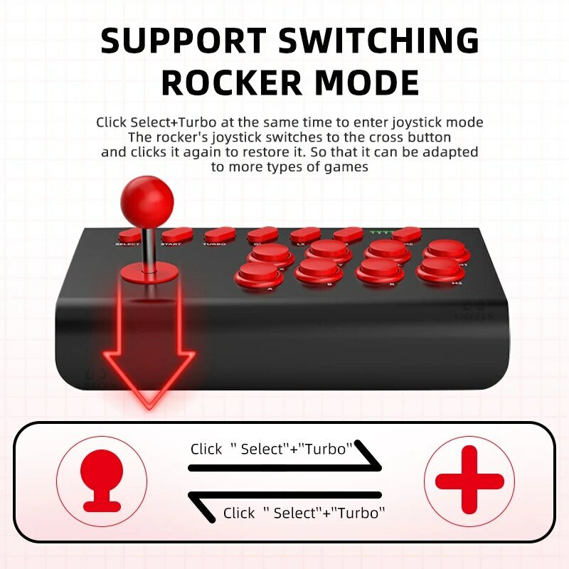 Bezprzewodowy duży komputer Gamepad Retro Arcade przenośne sterowanie gier Joystick USB dla PS4/PS3 Andriod IOS telefon komórkowy Street