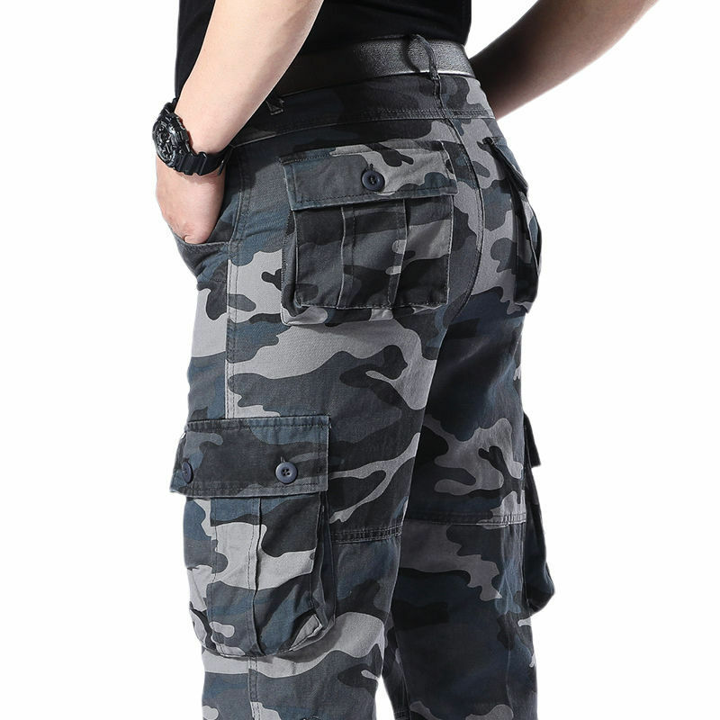 Outdoor Camouflag Cargo Pants Men Combat Military Work Overalls Straight Tactical Pants Multi-Pocket Baggy Casual Cotton Trouser