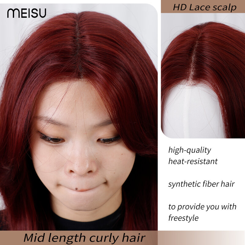 HD кружево 22 дюйма винно-красные волнистые парики из синтетического волокна термостойкий парик с глубокой волной вечерние или Selfie