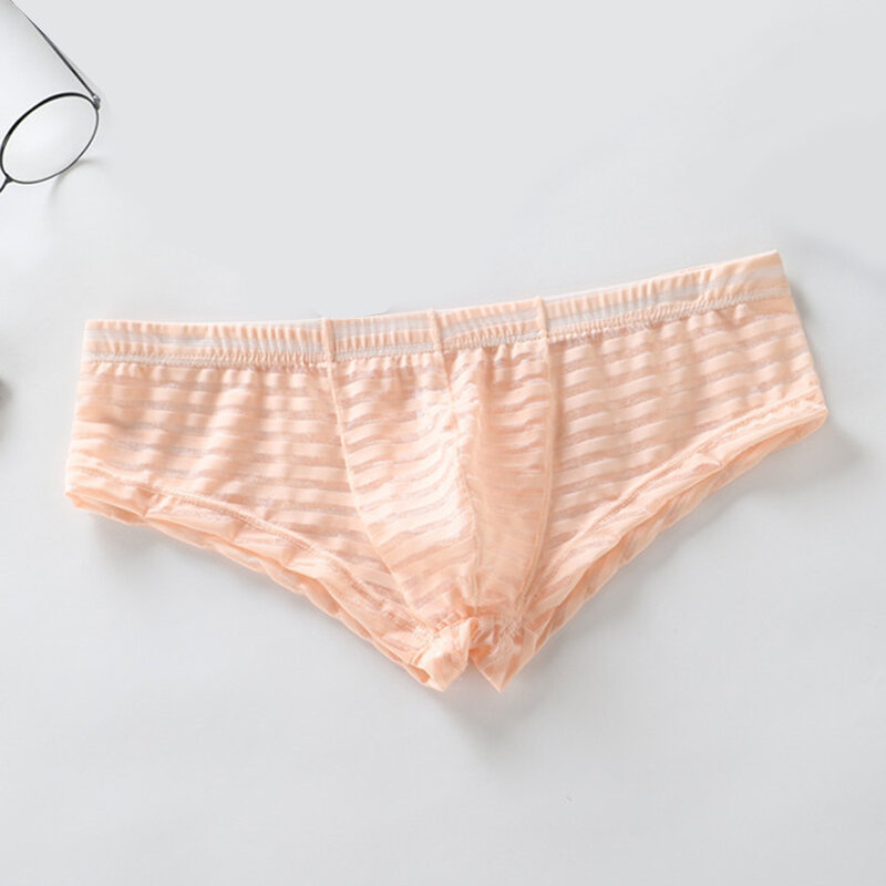 Men's Panties Stripe Sheer Bikini Breathable Comfort G-String Underwear Boxer Briefs Bikini Slip Homme Low Waist Underpants