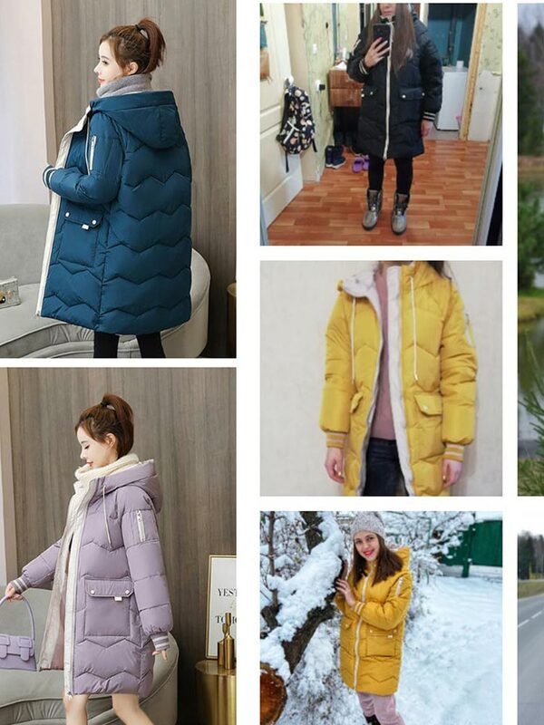Vielleicht ลงแจ็คเก็ตหญิงฤดูหนาวผู้หญิง Parkas Hooded Warm Winter เสื้อโค้ทผ้าฝ้ายเบาะ-3XL
