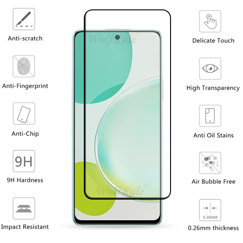 Protector de pantalla 6 en 1 para Huawei Nova 11i, cristal templado, pegamento de cubierta completa, 9H