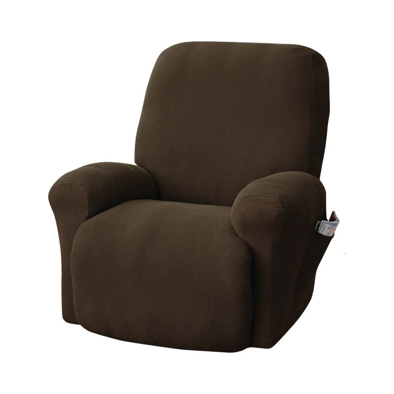 Funda de tela elástica para sillón reclinable, 4 piezas, color marrón
