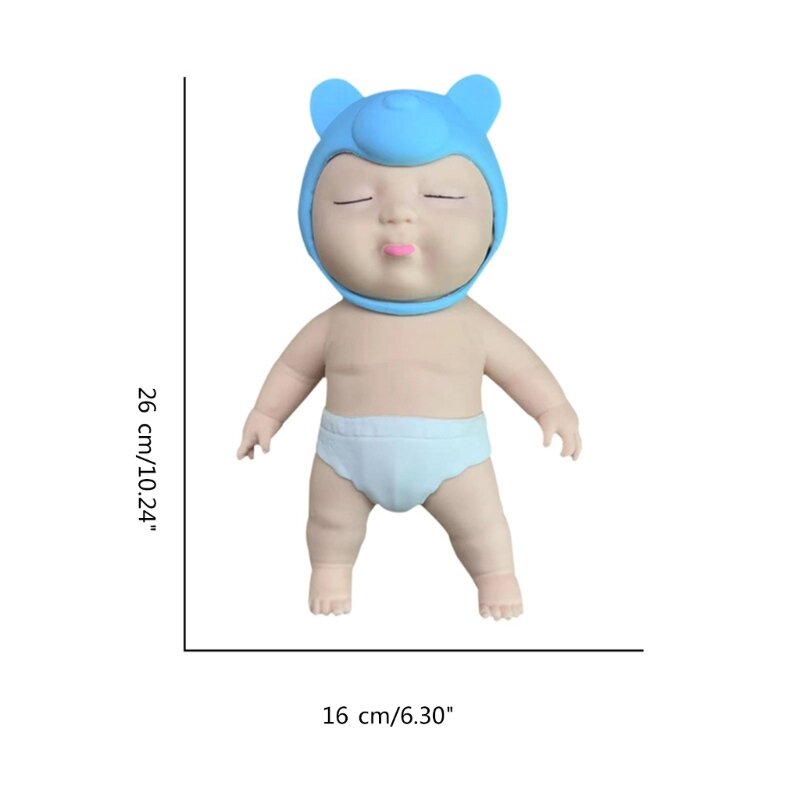 10’’ Squeeze Fidgets Baby Doll Toy TPR Stretchy Toy Stress Reliever Party Favor Pressure Release Toy Office Prank Toy