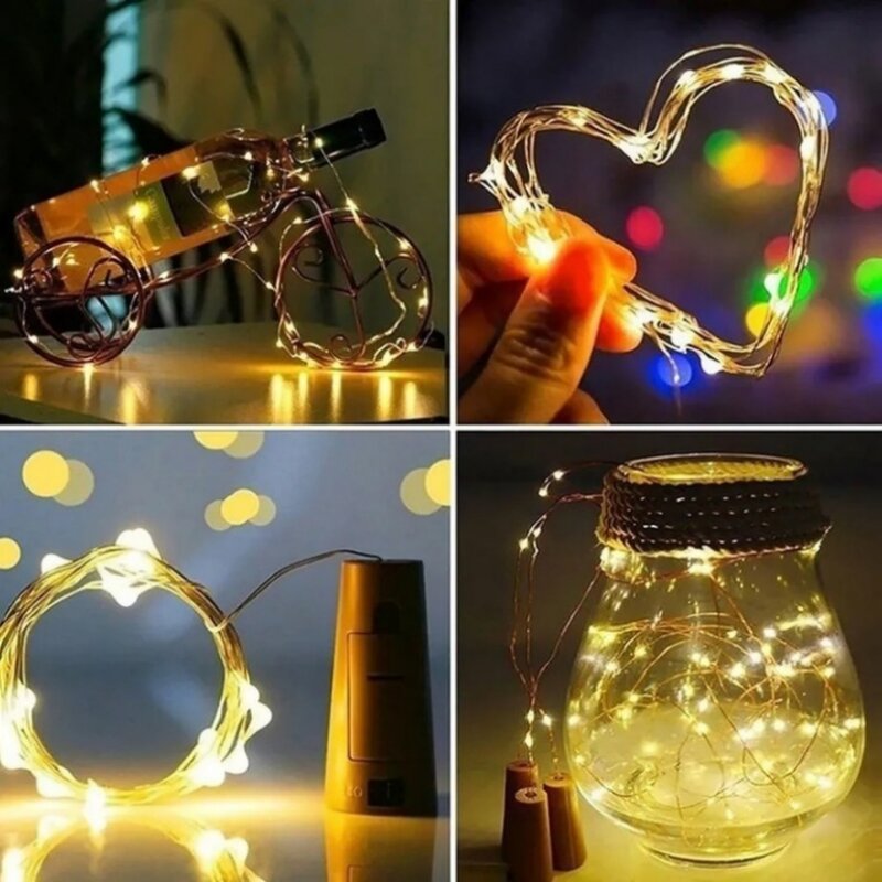 PaaMaa LED Wine Bottle String Lights 1M 2M 3M Copper Wire Fairy Lights Cork Shape Wedding Party Garden Christmas Decor Lamp