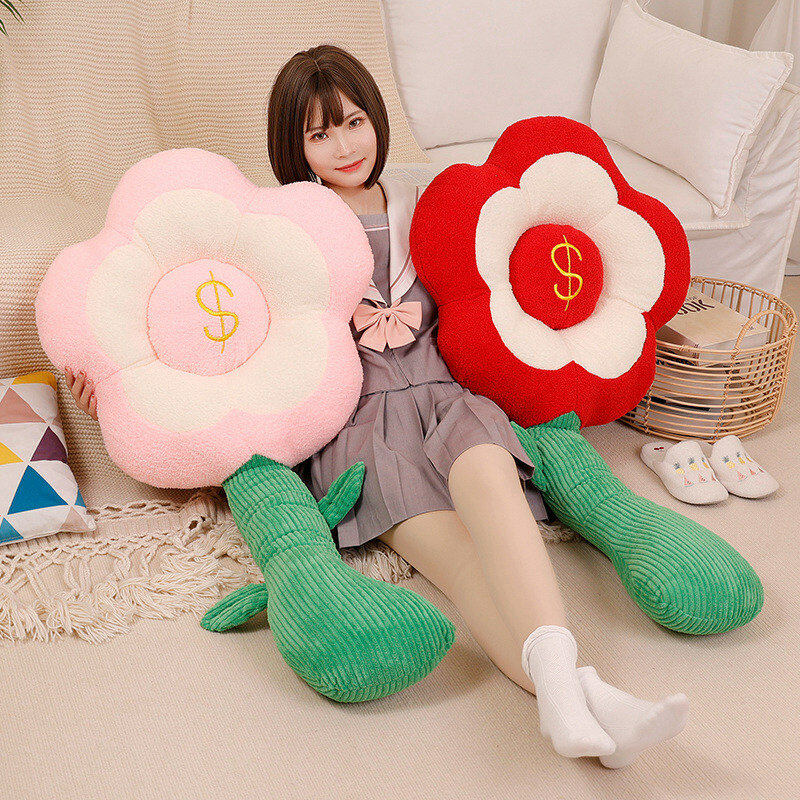 Almohada de felpa con diseño de flores para niñas, muñeco de peluche con diseño de rosas de 55cm, ideal para regalo, decoración de habitación Kawaii