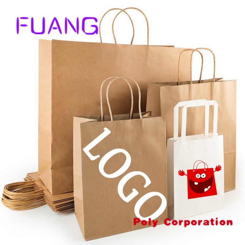 Custom  Paper Bag Takeaway Restaurant To Go Bags, Brown Paper Bags With Your Own Logo, Recycled Kraft Paper Bag For Fast Food Ta