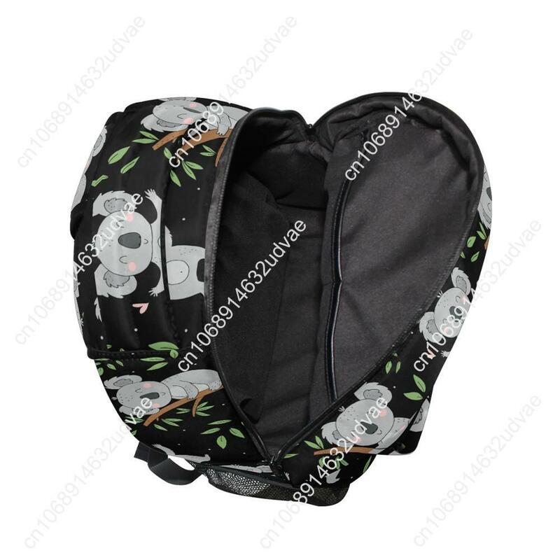 Teenagers School Bag Boys And Girls School Backpack Koala Print Black Backpack For Men Women Work Travel Laptop Backpack Mochila