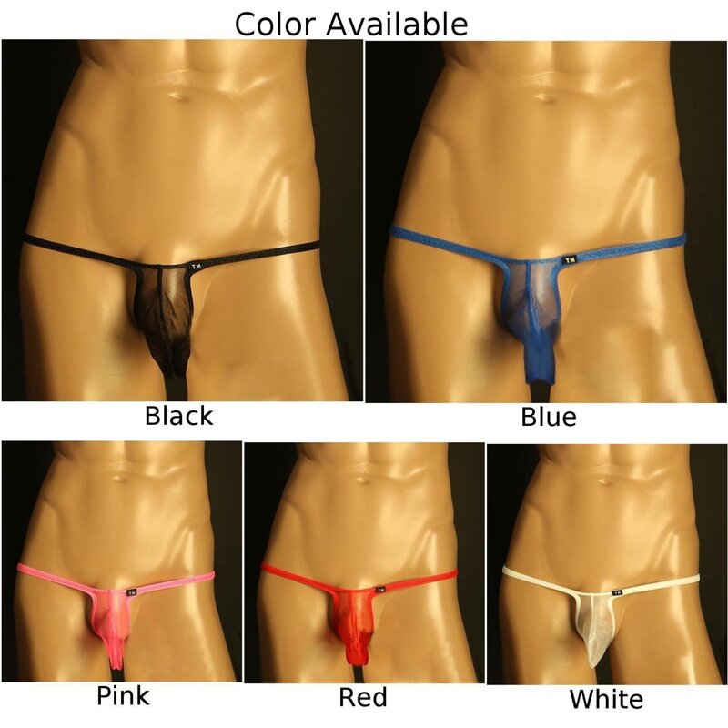 Men's Sheer Underwear Mesh See-through Briefs Elephant Nose Panties Bulge Pouch Thong Sissy Underpants Erotic Lingerie