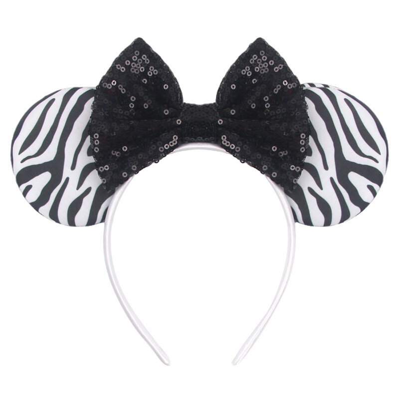 Leopard Mouse Ears Headband para meninas, estampa padrão animal chique, mickey hairband, parque viagem Headwear, acessórios para cabelo de festa, novo