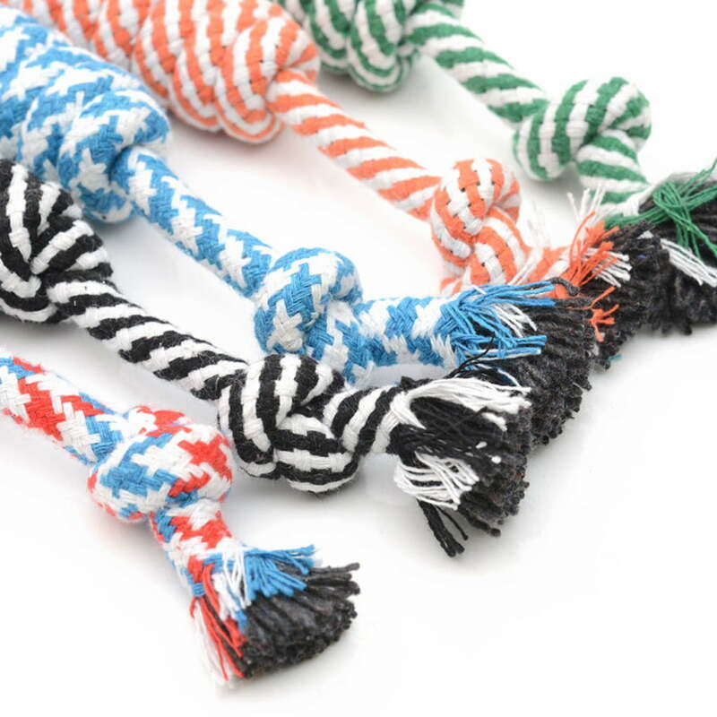YUEHAO-suministros para mascotas, juguete de algodón trenzado con forma geométrica, cuerda para masticar, nudo azul, nuevo