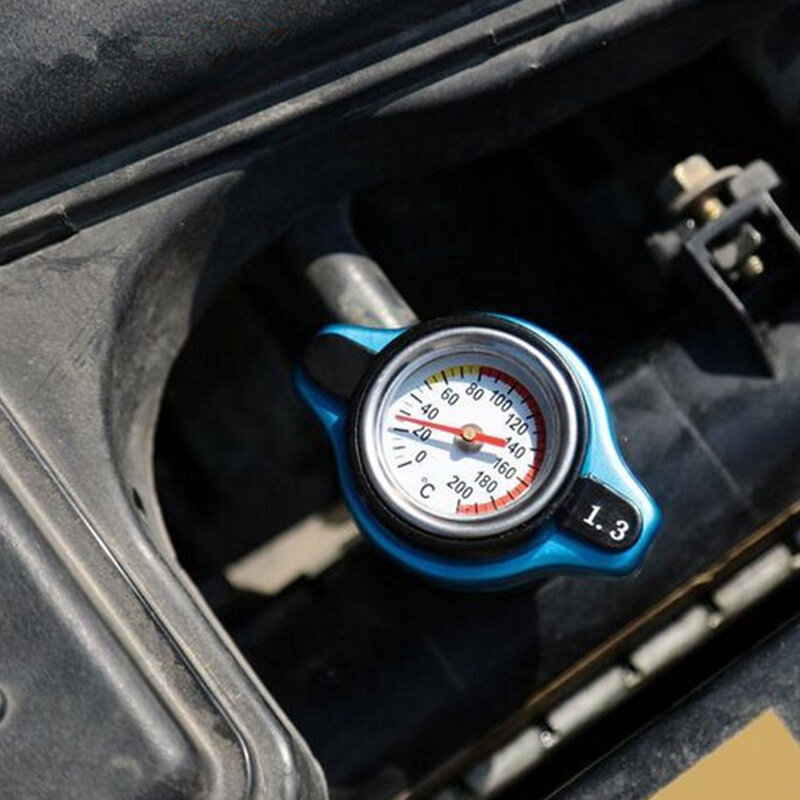 1Pcs Auto Thermostatische Gauge Radiator Cap Cover Met Water Temp Gauge 1.3 Bar Temperatuur Cover Auto Accessoires (Grote hoofd)