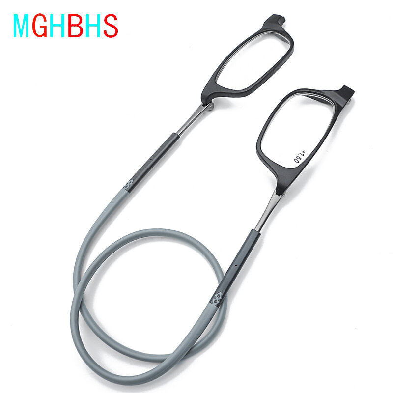MGHBHS, gafas de lectura magnéticas de alto grado TR, lentes de lectura magnéticas de alto grado TR con absorción, colgante para cuello, portátiles con imán, unisex