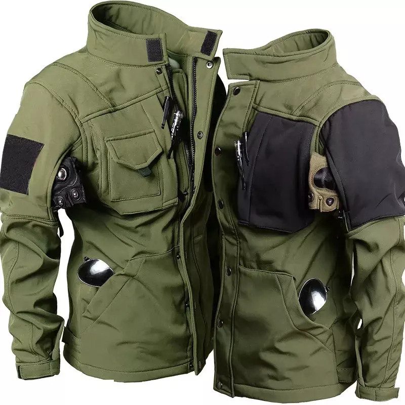 Militär Hai Haut Soft shell setzt Männer Winter Multi-Pocket verschleiß feste Fleece warme Jacken Armee wasserdichte Hosen 2 Stück Anzüge
