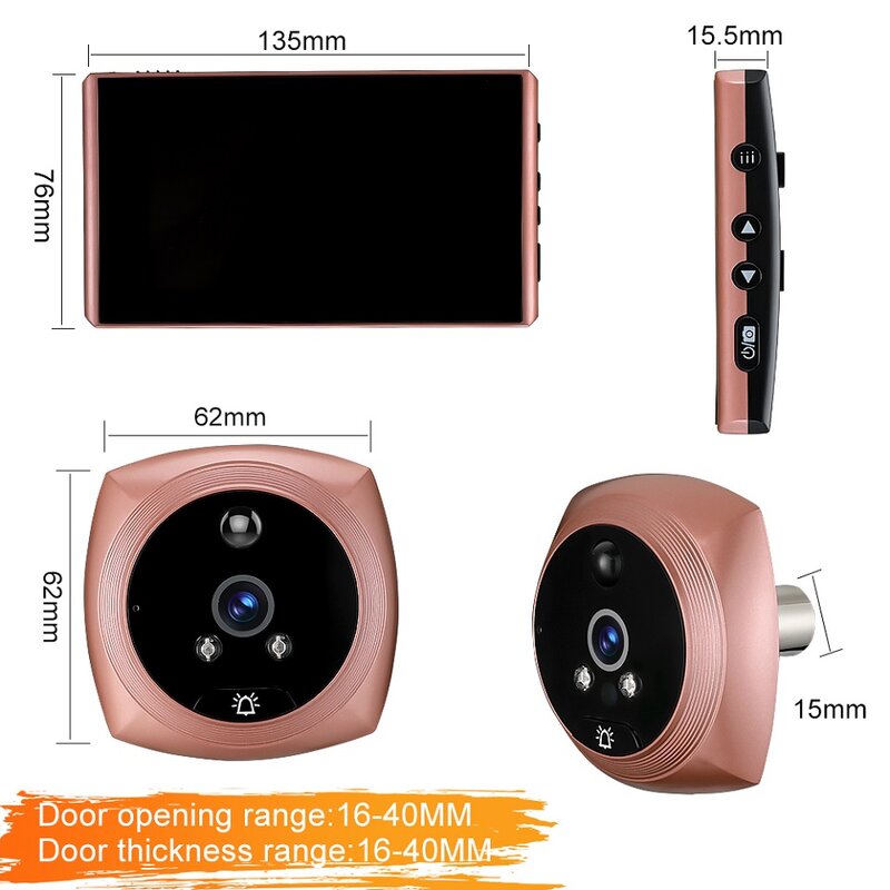Wsdcam-Digital Doorbell Peephole Video Camera, Door Viewer, Visão Noturna PIR, Video-Eye, Detecção de Movimento, Monitor, 4,3"