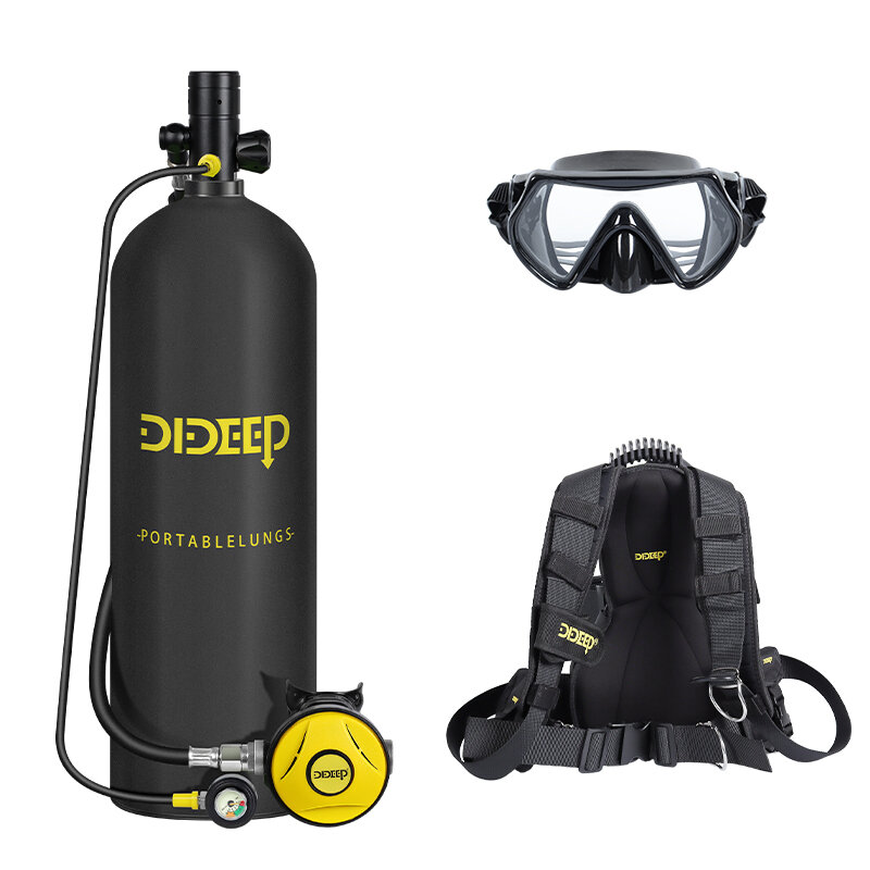 DIDEEP-cilindro de buceo pequeño, tanque de aire de 200bar, respiración de hasta 60 minutos con gafas, Kit de cilindro de buceo, 4L