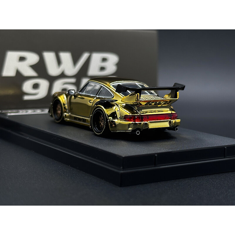 STAR In Stock  1:64 RWB 964 Plating Gold GT Tail Diecast Diorama Car Model Collection Miniature Toys