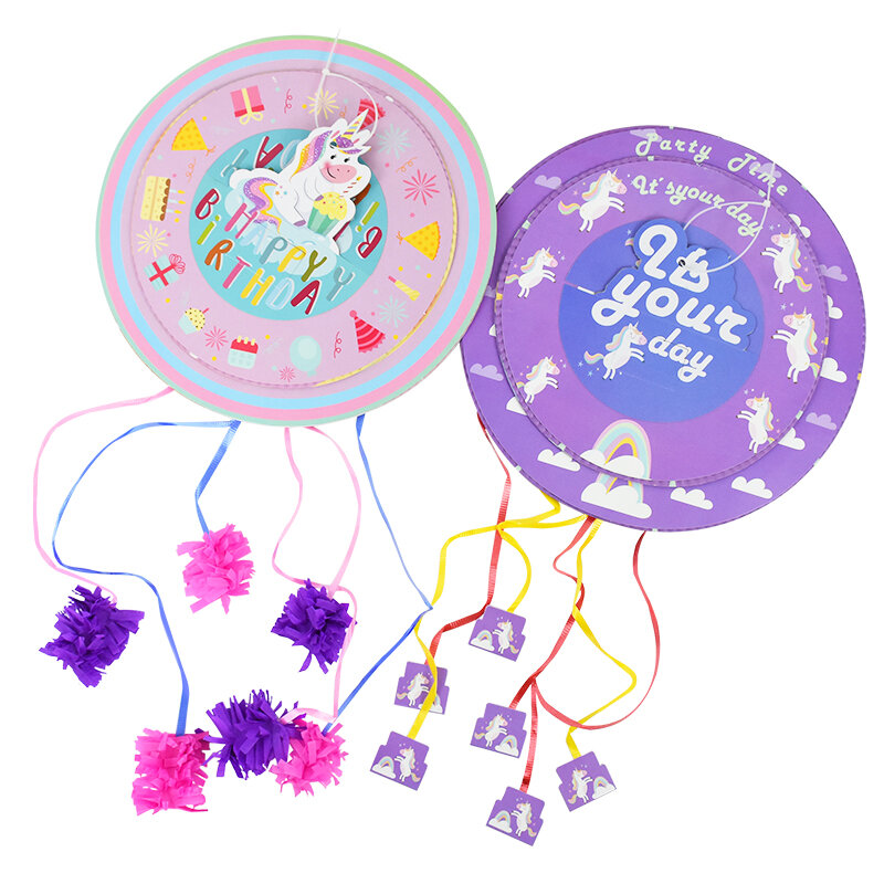 Hadiah mainan Pinata pesta Unicorn anak perempuan, kuda pelangi perlengkapan dekorasi pesta ulang tahun isi kejutan Confetti