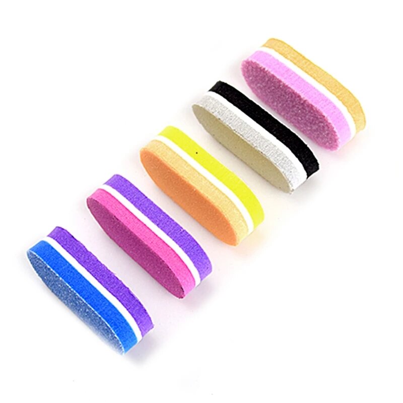 10pcs Double-sided Nail File Blocks Colorful Sponge Nail Polish Buffing Sanding Buffer Strips Polishing Pedicure Manicure Tools