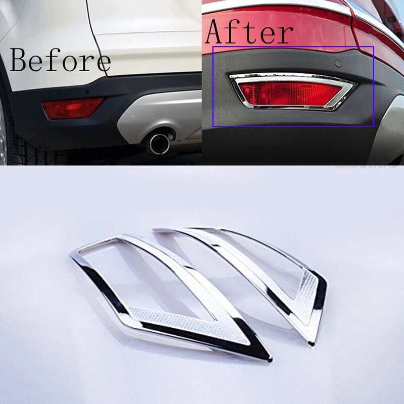 Lampu kabut belakang mobil, untuk Ford Escape/2013-2019, Aksesori dekorasi reflektor Bumper potong, penutup lampu kabut belakang untuk Ford EcoSport 2013