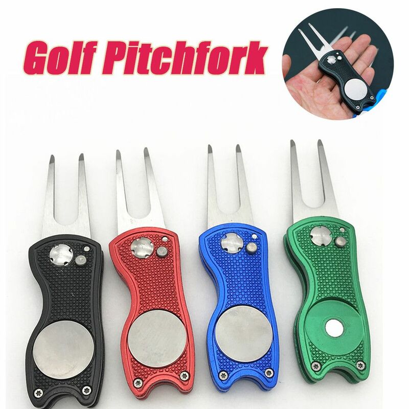 7 colori durevole allenamento in acciaio inox Putting Green Fork Divot Repair Tool Golf Pitchfork Pitch Groove Cleaner
