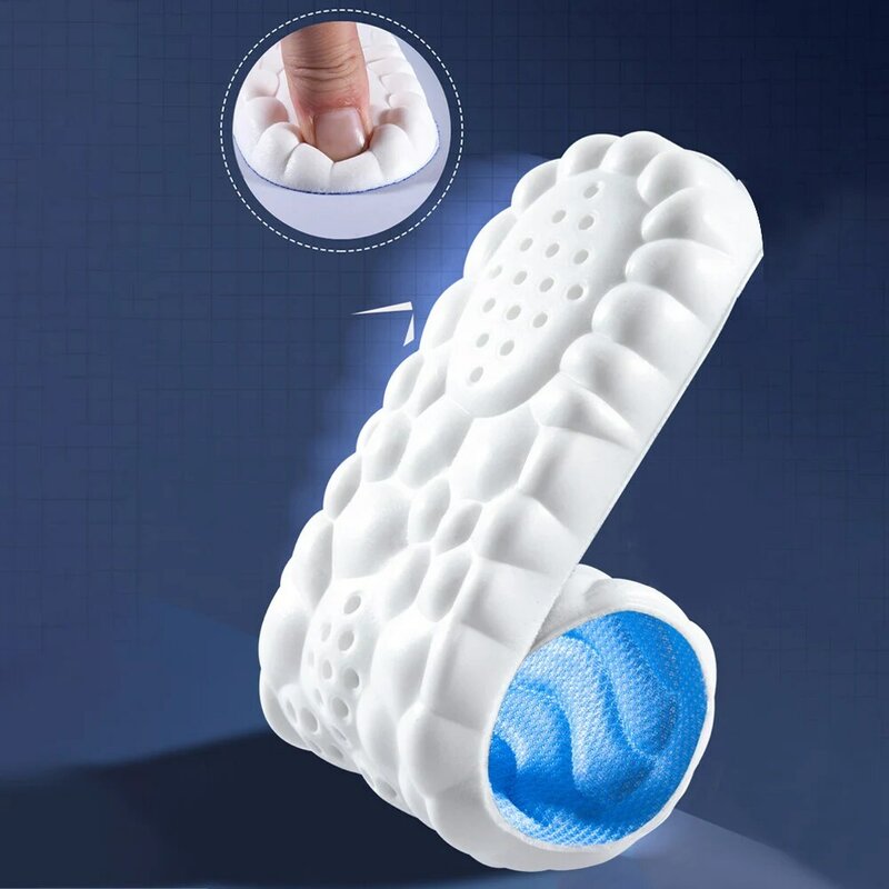 4D Cloud Technology Sports Insoles for Shoes PU Sole Soft Breathable Shock Absorption Cushion Running Orthopedic Care Insoles