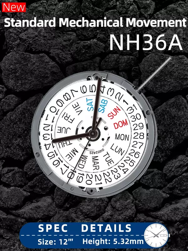 Movimiento automático del reloj NH36A, piezas para hombre, movimiento mecánico, reemplazo de accesorio de reloj NH36, reemplazo para 4R36/7S36