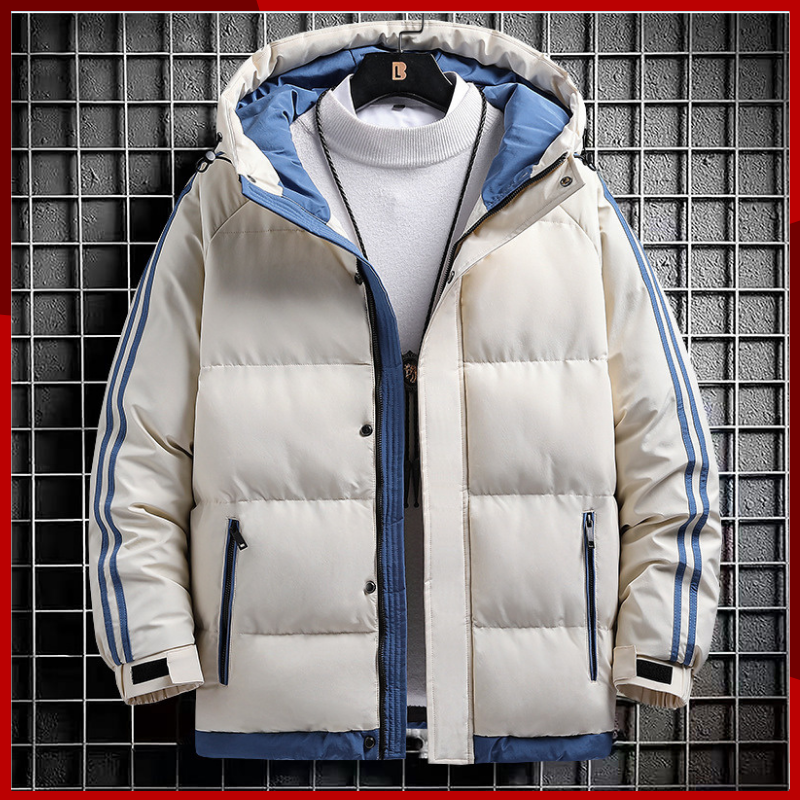 Jaqueta de algodão com capuz masculina, camisa casual coreana, parte superior grossa, jaqueta de algodão da moda, inverno, novo, 2024
