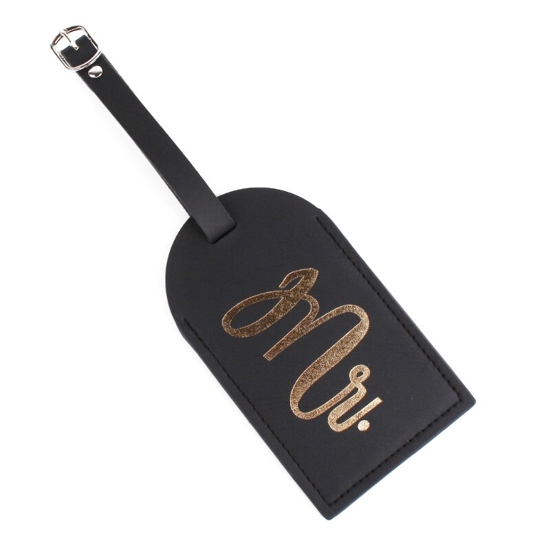 PU Leather Mr Mrs Pattern Luggage Tag Travel Suitcase Tags Name Phone Address