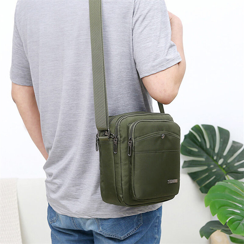 Мужская вертикальная сумка через плечо из ткани Оксфорд, Повседневная сумка, модная сумка с карманами, дорожный многослойный рюкзак на одно плечо