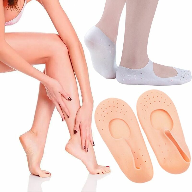Silicone hidratante meias, rejuvenescimento, remover a pele morta, anti secura, cuidados com a pele do pé, meias elásticas, alívio das dores, 1 par