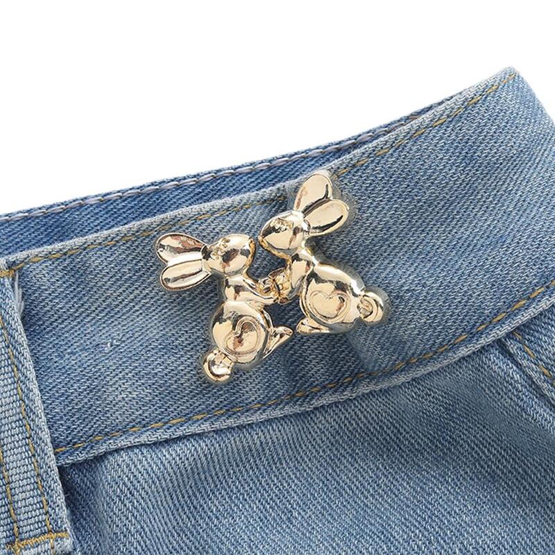 Hand-holding Bunny Waist Tightening Buckle Cinch Jeans Fixing Simple Pant Belt Buttons Women's Pants Loose Alloy Nail-free K8B1