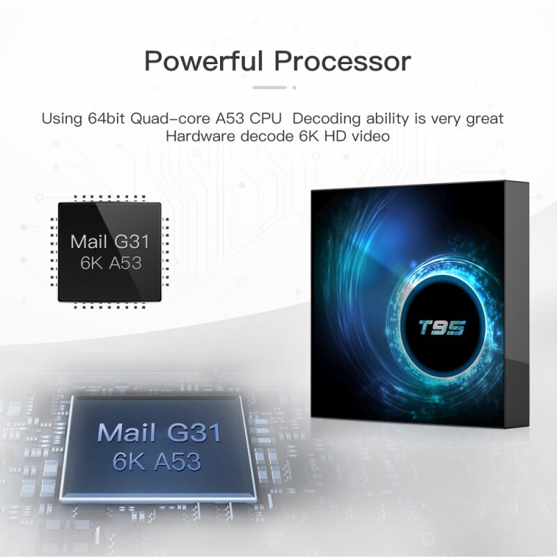 T95 صندوق علوي ذكي مع واي فاي مزدوج ، أندرويد 10 ، 8GB ، 128GB ، allwinner H616 ، رباعية النواة ، يدعم 6K ، ثلاثية الأبعاد ، H.265 ، 4G ، 5G ، BT 5.0 ، 2023