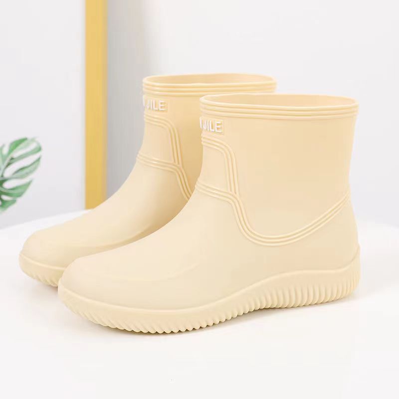 Sapatos de chuva de fundo grosso para mulheres antiderrapante, tampa superior alta, pelúcia para pés isolada, sapato de trabalho elegante, outono e inverno