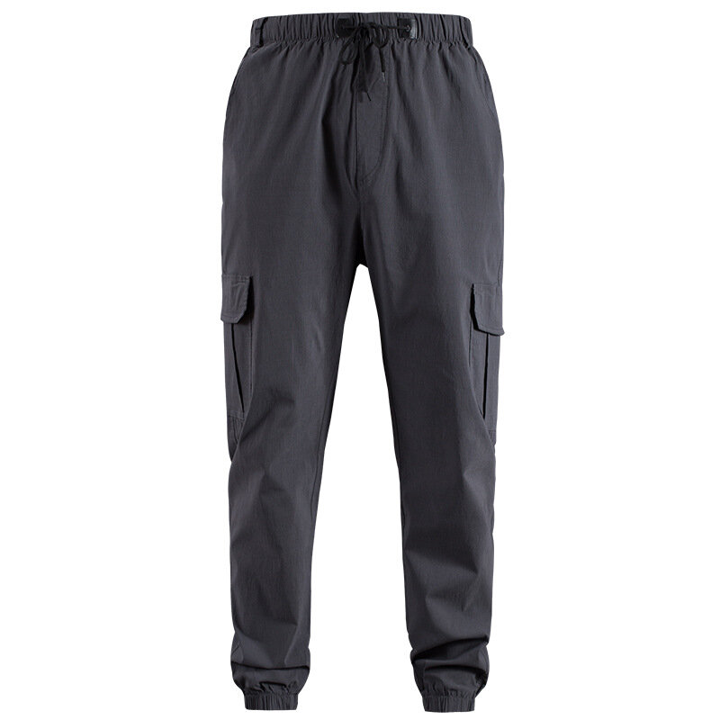 Pantalones Cargo superelásticos con múltiples bolsillos para hombre, pantalones de Jogging de cintura elástica, pantalones de chándal negros, ropa de calle de ocio