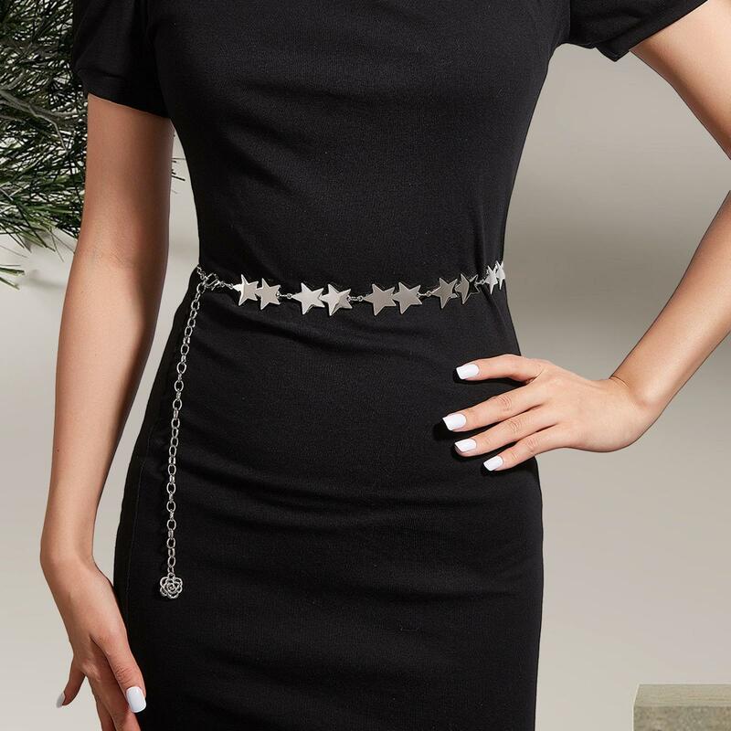 Cinturón de cadena de cintura de Metal para mujer, cinturón de enlace corporal ajustable para falda, decoración de vestido