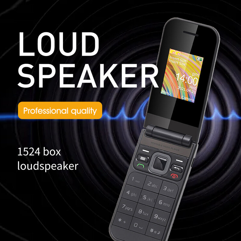 UNIWA-teléfono móvil F2720 con tapa, Tarjeta SIM Dual, botón pulsador, 1,77 pulgadas, Radio inalámbrica, altavoz, teclado Inglés