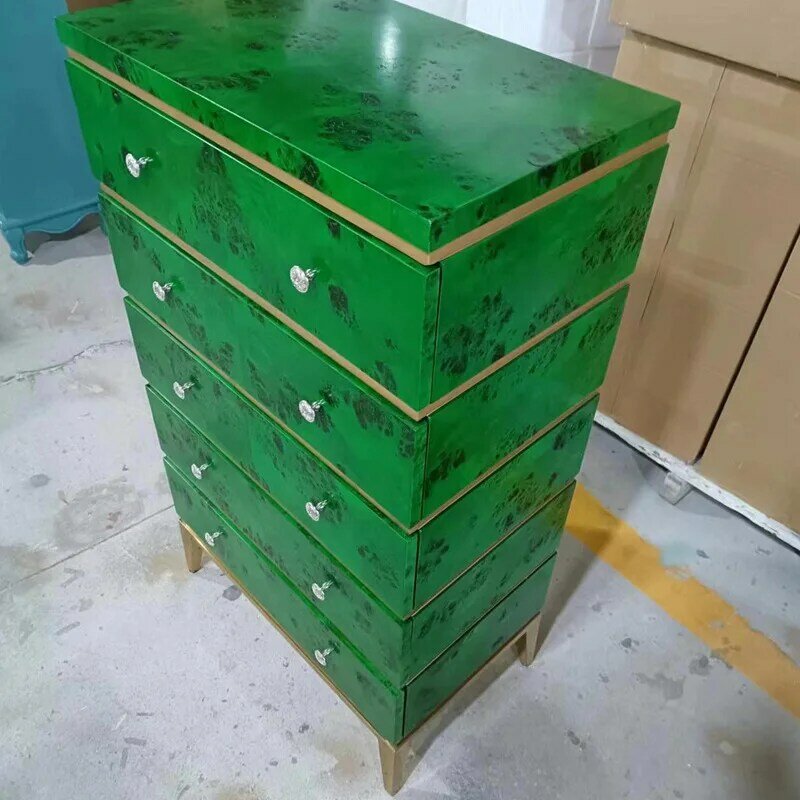 Solid Wood Chest of Drawers Emerald Five Buckets Storage Cabinet Light Luxury Cabinet