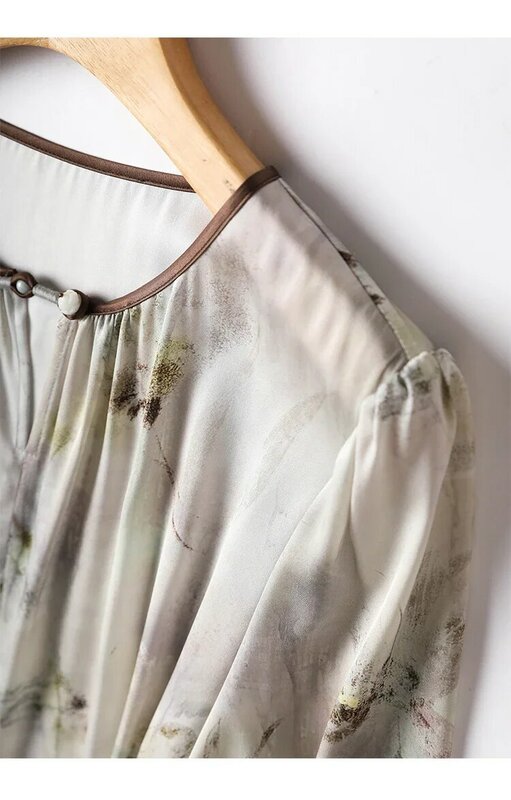 Camicie da donna Vintage in Chiffon camicette stampate estive camicette larghe da donna a tre quarti o-collo abbigliamento moda YCMYUNYAN