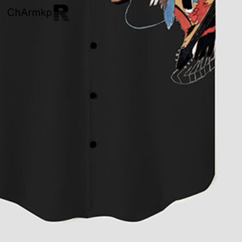 Summer ChArmkpR 2024 camicie stampate girocollo manica corta da uomo moda top Blusas Streetwear Tee S-2XL
