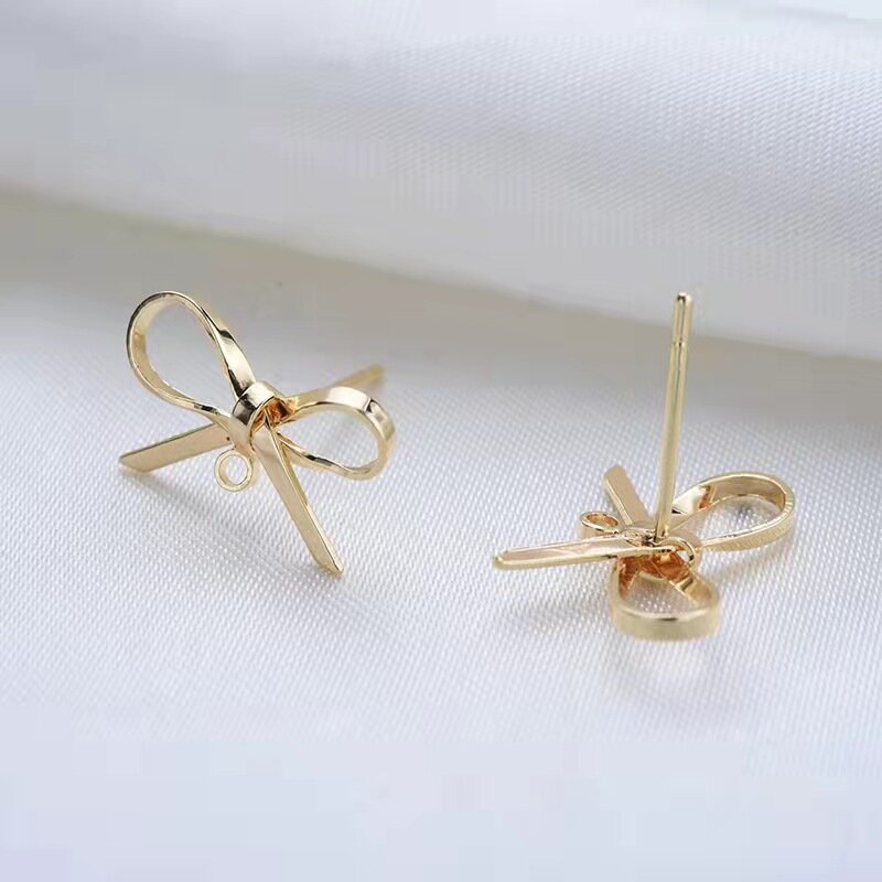 2023 nuovi orecchini Post ipoallergenici gancio coreano orecchini con fiocco placcato oro 18 carati accessori gioielli fai da te che fanno risultati