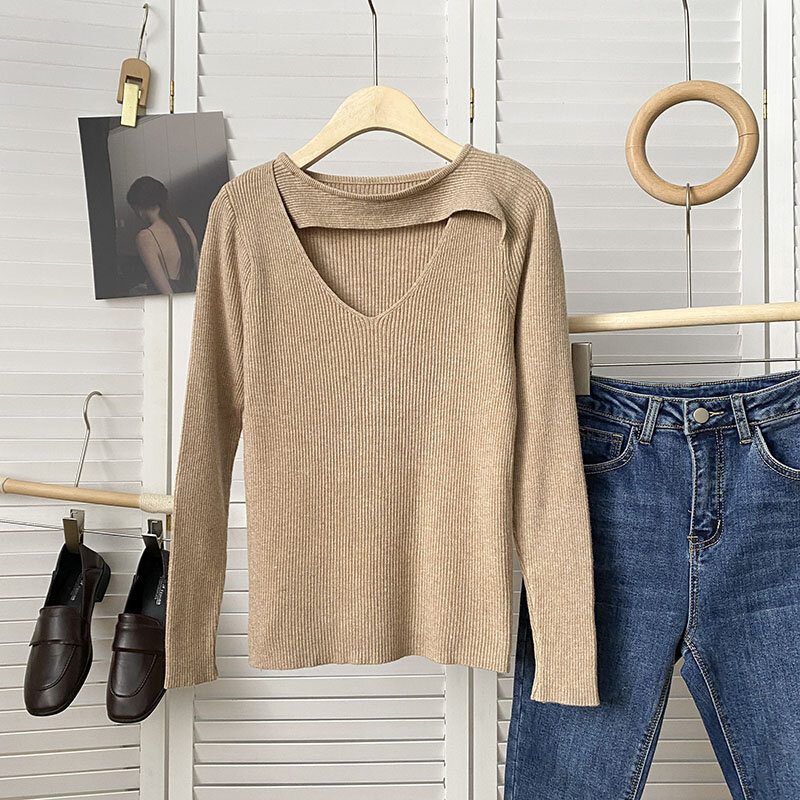 Pearl Diary-suéter de cuello alto para mujer, Jersey elástico ajustado de manga larga, básico Simple coreano, Color sólido, novedad de otoño