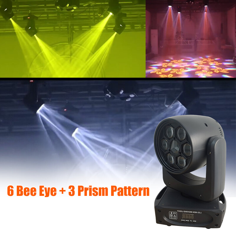 Kleine Bij Bewegend Licht Mini Led Bee Eye Beam Moving Head Light Met Prisma 3 Patroon Grote Bloem Roteren Voor Disco Dj Ktv Club