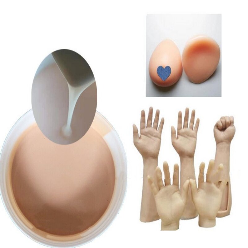 Liquid silicone human skin color silicone prosthetics and fingers for making body part molds, two component silicone