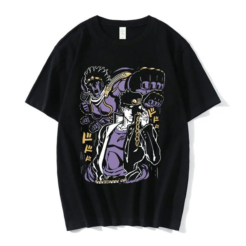 Anime Jojo Bizarre Adventure Tshirt mężczyźni Jotaro Star Platinum Manga graficzne koszulki mężczyźni kobiety moda z krótkim rękawem Casual topy