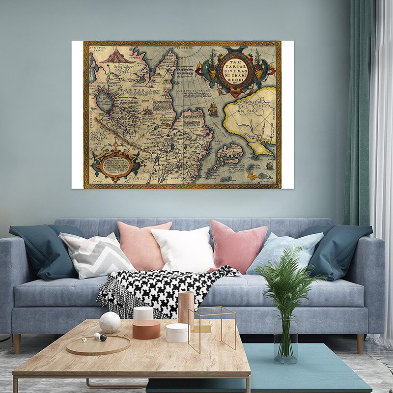 Винтажная карта мира с распылителем, классическая версия, карта мира 100x70 см, художественные плакаты, HD Настенная карта для гостиной, Декор, товары для путешествий