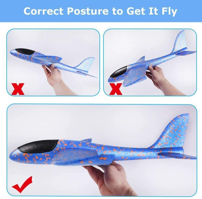4Packs 50CM Foam Plane Kits Flying Glider Toy With LED Light Hand Throw Airplane Sets Outdoor Game Aircraft Model Toys For Kids